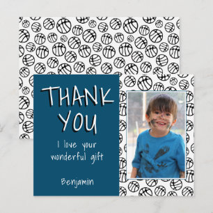 Carte Postale Basket Balls Blue Boy Photo Merci Anniversaire