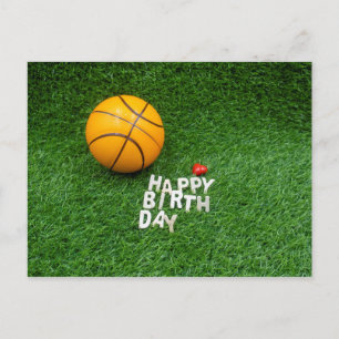 Carte Postale Basket joyeux anniversaire avec basket-ball sur ve