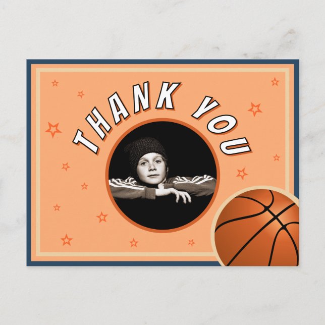Carte Postale Basketball Ball Sports Anniversaire Photo Merci (Devant)