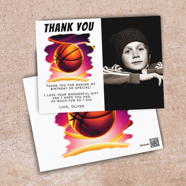 Carte Postale Basketball Ball Sports Photo Anniversaire Merci (Créateur téléchargé)