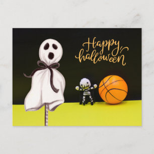 Carte Postale Basketball Halloween fantôme Éffrayant effroi
