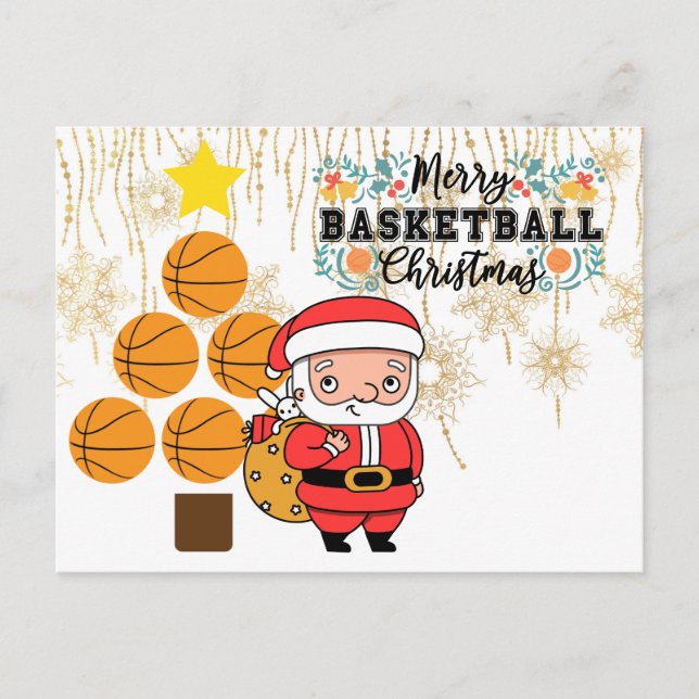 Carte Postale Basketball  Noël avec le Père Noël (Devant)