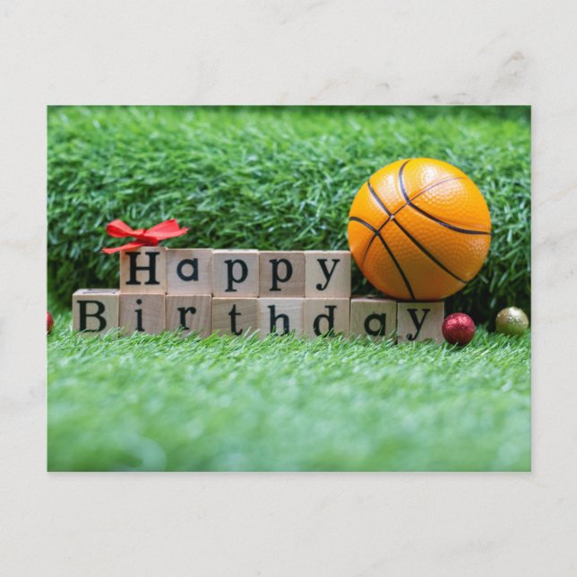 Carte Postale Basketballs avec heureux mot d'anniversaire sur ve (Devant)