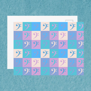 Carte Postale Bass Clef Musique Motif Pastel Couleurs