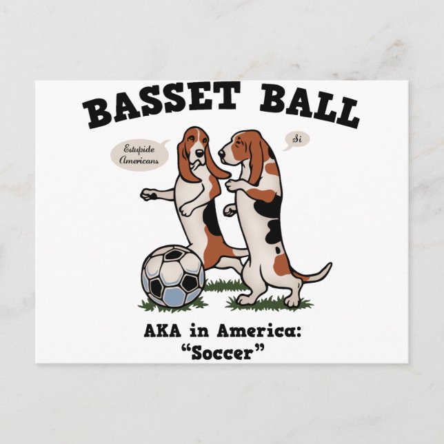Carte Postale Basset Ball (Devant)