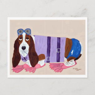 Carte Postale Basset Hound à palmes