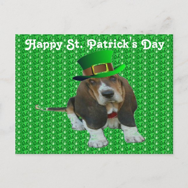 Carte postale Basset Hound Bonne StPatrick's Day (Devant)