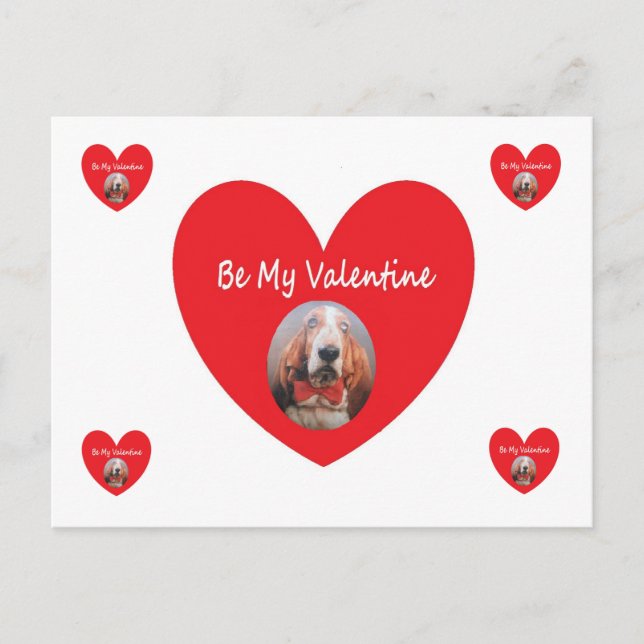 Carte postale Basset Hound Coeur rouge Soyez ma Sa (Devant)