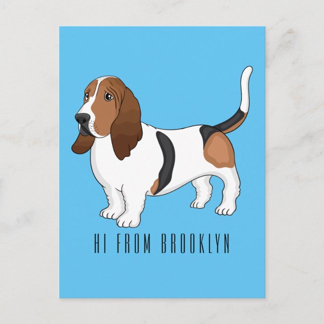 Carte Postale Basset hound dessin de chien (Devant)