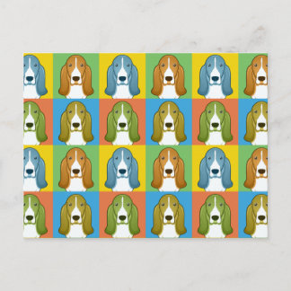 Carte Postale Basset Hound Dog Dessin-Art pop