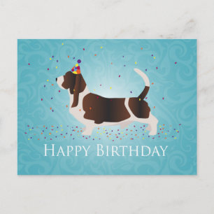 Carte Postale Basset Hound Joyeux design d'anniversaire