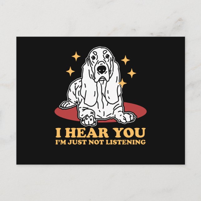 Carte Postale Basset Hound n'écoute pas | Chien Basset Hounds (Devant)