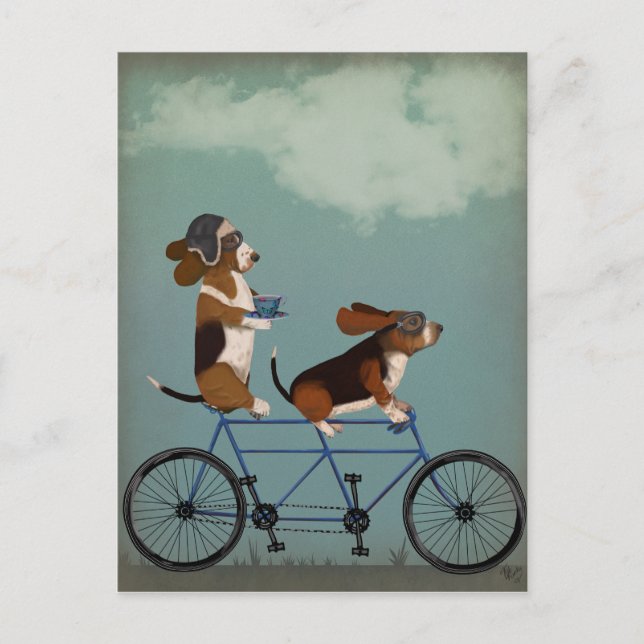 Carte Postale Basset Hound Tandem (Devant)