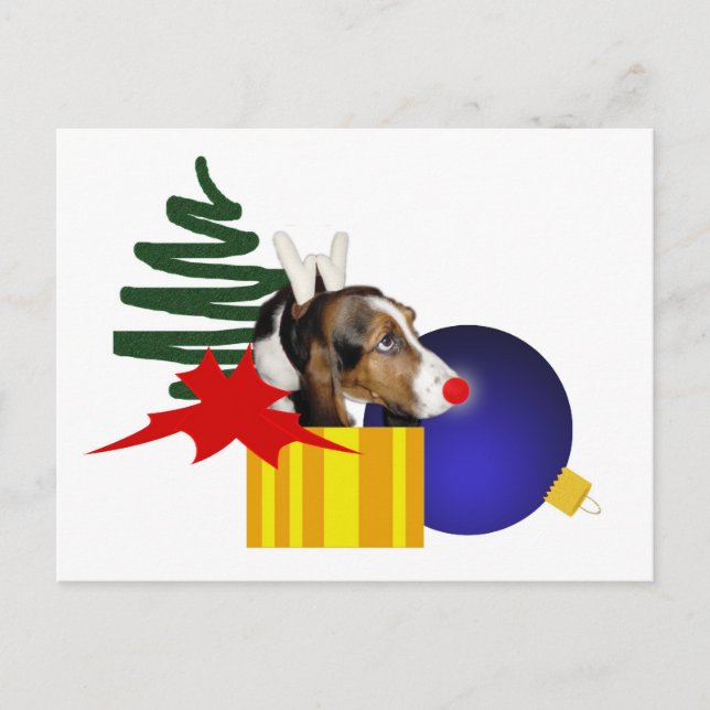 Carte postale Basset Reindeer (Devant)