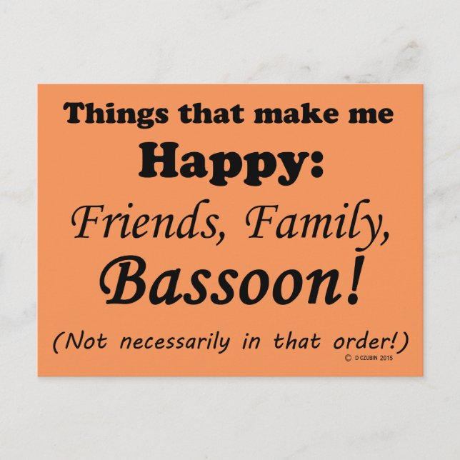 Carte Postale Bassoon Me Rend Heureux (Devant)
