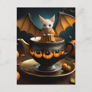Carte Postale Bat adorable dans une Tea-up