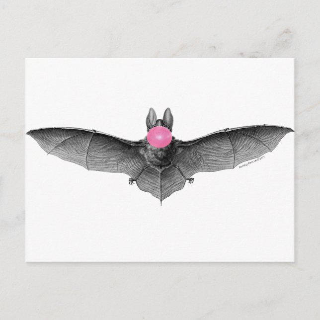 Carte Postale Bat Blow Bubbles Gothique Absurde (Devant)
