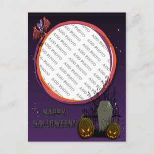 Carte Postale Bat, Jack o' Lanterns, Tombstone, Ajouter Un Cadre