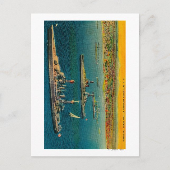 Carte Postale Bataillons américains ancrés à Long Beach (Devant)