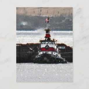 Carte Postale Bateau à moteur sur une rivière étincelante