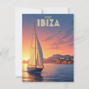 Carte Postale Bateau à voile à Ibiza Espagne Voyage