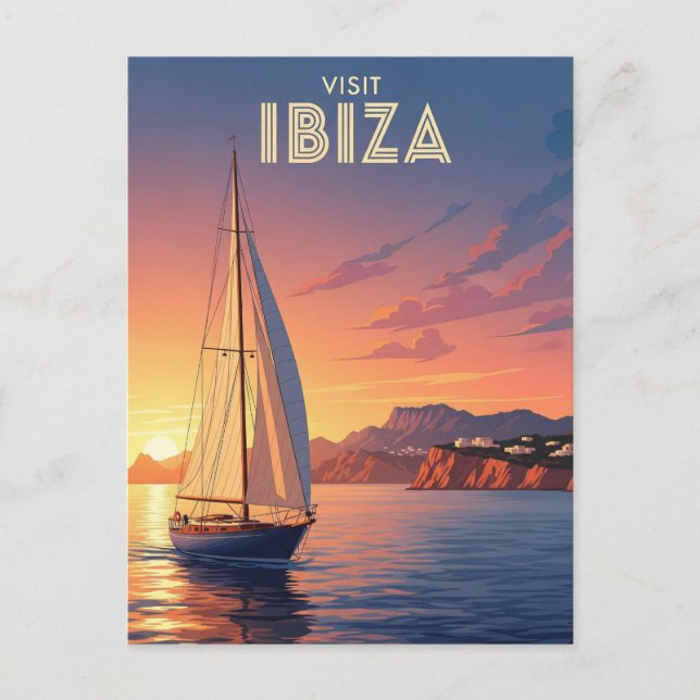 Carte Postale Bateau à voile à Ibiza Espagne Voyage (Devant)