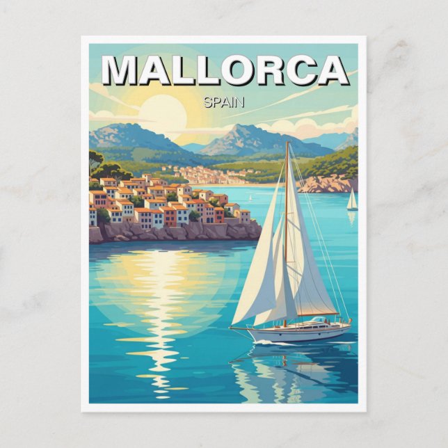 Carte Postale Bateau à voile à Majorque Espagne Voyage (Devant)