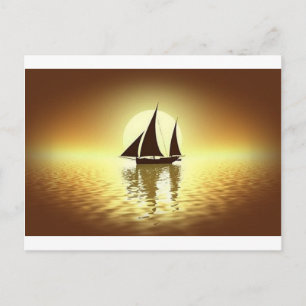 Carte Postale Bateau à voile au coucher du soleil