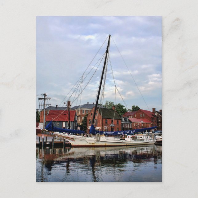Carte Postale Bateau à voile dans le port d'Annapolis (Devant)