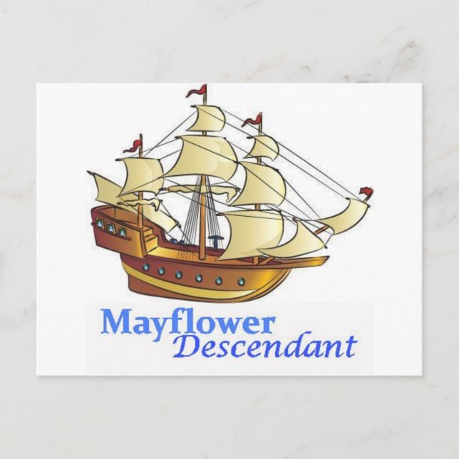 Carte Postale Bateau à voile Descendant Mayflower (Devant)