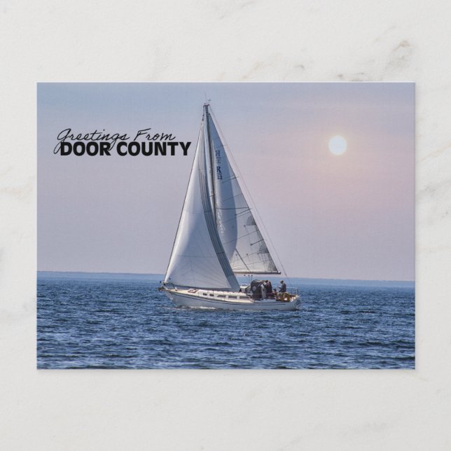 Carte Postale Bateau à voile du comté de Door - Lac Michigan (Devant)