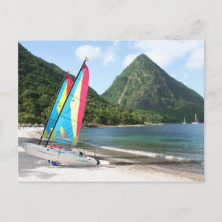 Carte Postale Bateau à voile et équipement de sports aquatiques