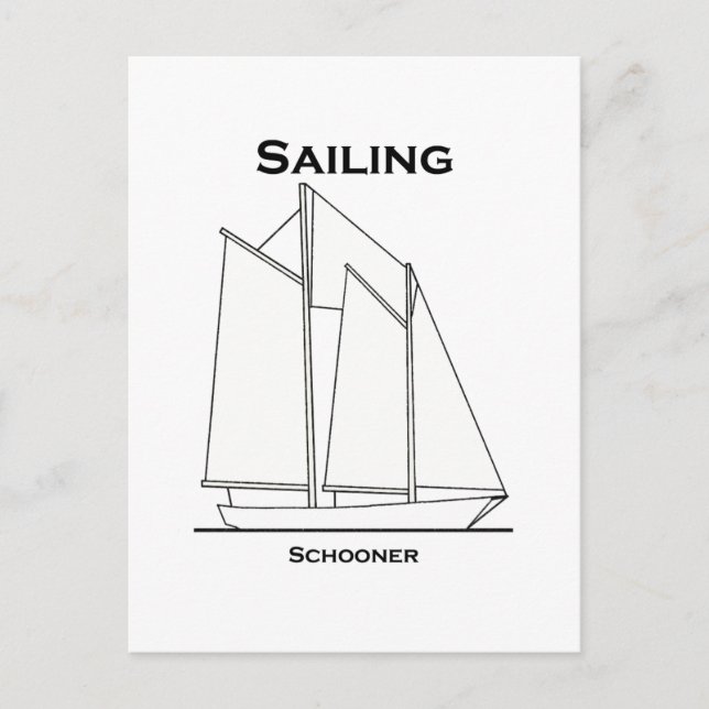 Carte Postale Bateau à voile Gaff-Rigging Schooner (plan de voil (Devant)