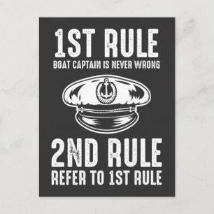 Carte Postale Bateau Capitaine règles amusantes Pêcheur marin