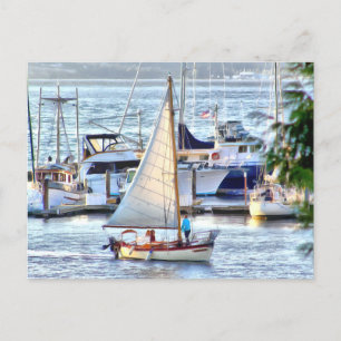 Carte Postale Bateau classique au coucher du soleil à Port Hadlo