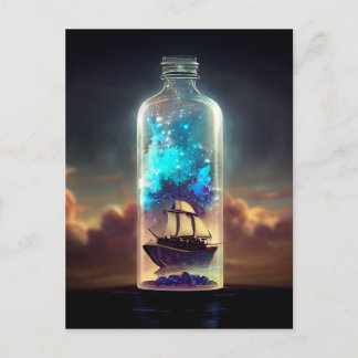 Carte Postale Bateau dans un Imaginaire bouteille Pirate Age of