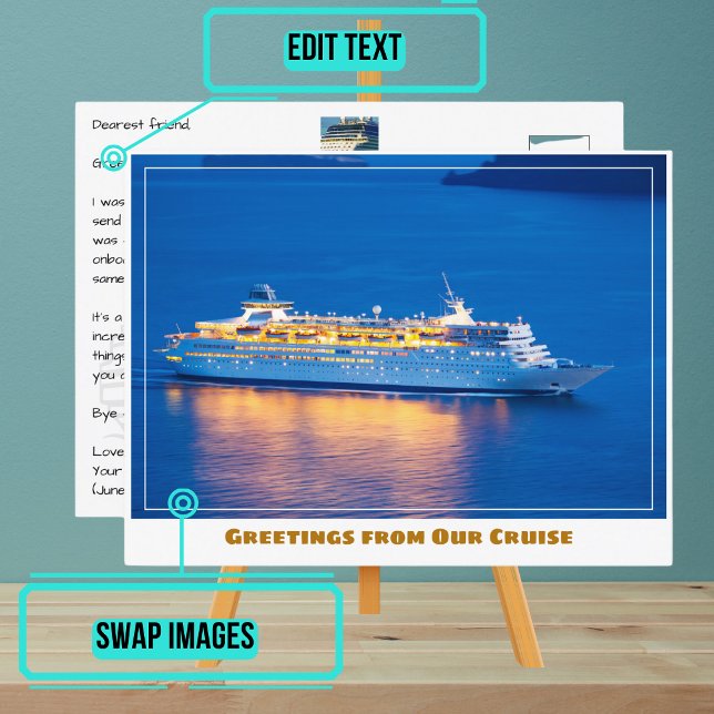 Carte Postale Bateau de croisière au coucher du soleil (Please enjoy our cruise ship postcard)