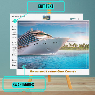 Carte Postale Bateau de croisière près d'une plage