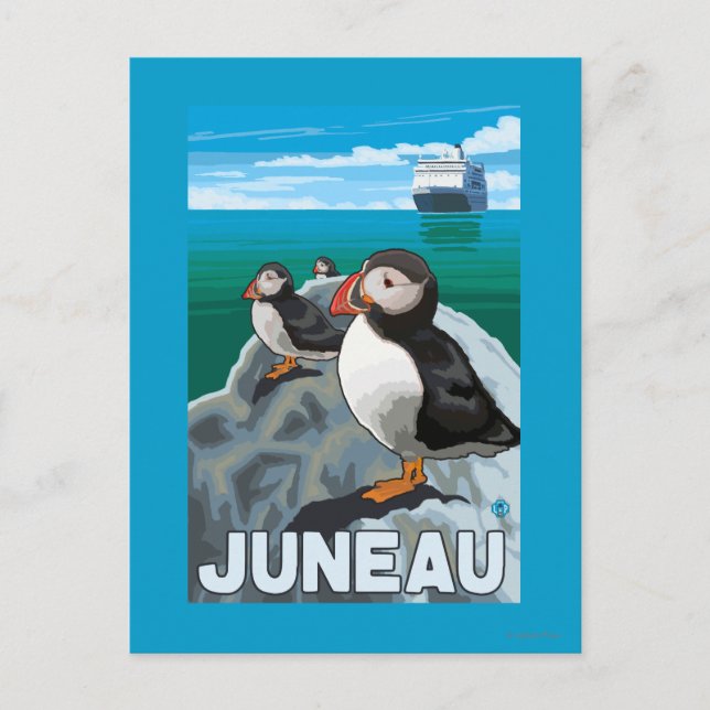 Carte Postale Bateau de pêche et de croisière - Juneau, Alaska (Devant)