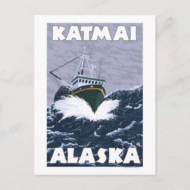 Carte Postale Bateau de pêche - Katmai, Alaska (Devant)