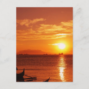 Carte Postale bateau et coucher de soleil