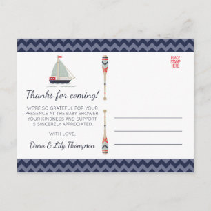 Carte Postale Bateau nautique Ahoy Baby Boy Shoy Merci