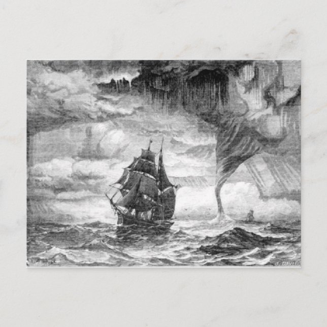 Carte Postale Bateau pirate dans une tempête (Devant)