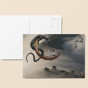 Carte Postale Bateau volant du tigre de fantaisie chinoise du dr