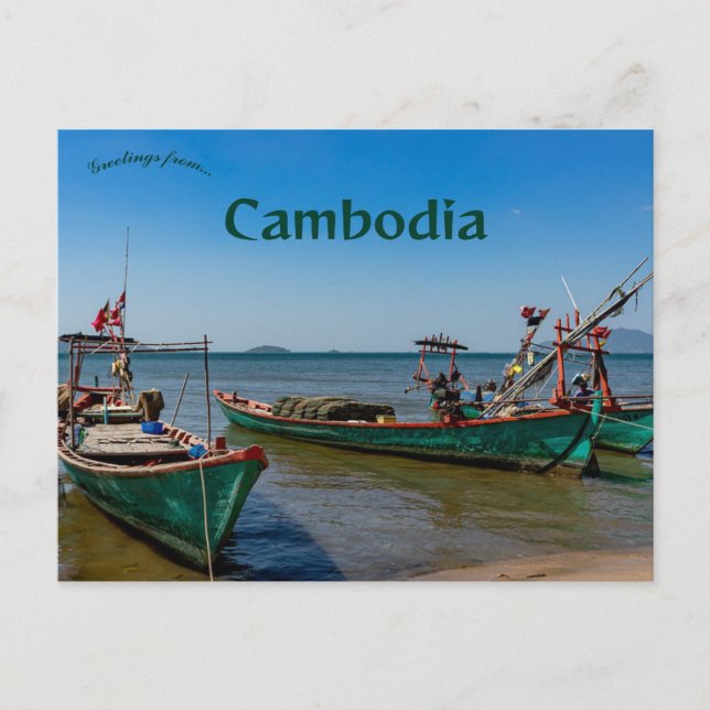 Carte Postale Bateaux à Kep Cambodge (Devant)