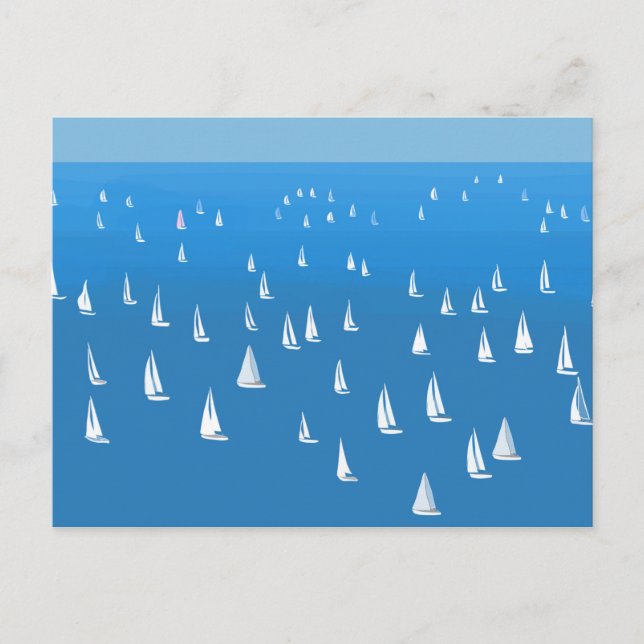 Carte Postale Bateaux à voile en mer bleu profond - Regatta Bate (Devant)