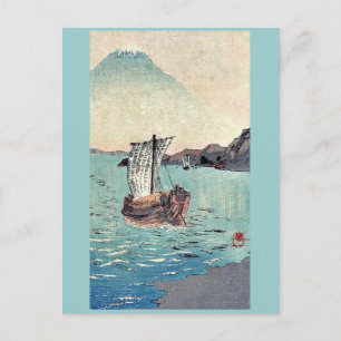 Carte Postale Bateaux à voile et Mont Fuji par Yamamoto, Shokoku