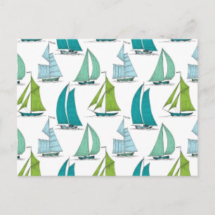 Carte Postale Bateaux À Voiles Sur Le Motif Aquatique