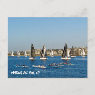 Carte Postale Bateaux À Voiliers Sur La Manche. Marina Del Rey, 