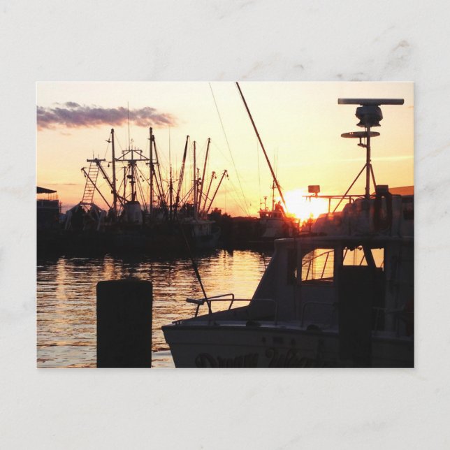 Carte Postale Bateaux au coucher du soleil (Devant)